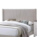 Lit Queen Size avec Tête de Lit Capitonnée, Rembourrage en Toile de Jute Marron, Bois