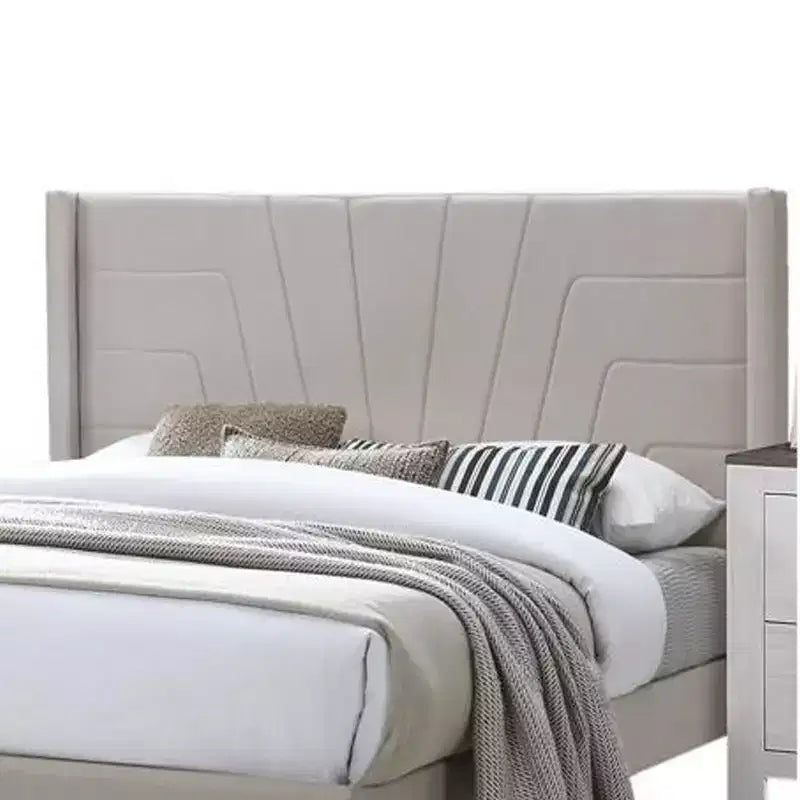 Lit Queen Size avec Tête de Lit Capitonnée, Rembourrage en Toile de Jute Marron, Bois