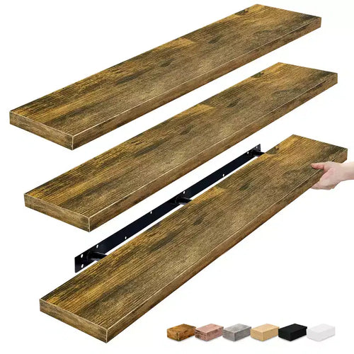  3 Pack 55 Inch Wall Mounted Floating Shelves - for Bathroom, Wall Decor for Bedroom, Kitchen, Living Room, Book Storage