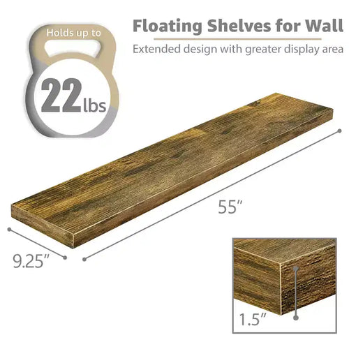 Lot de 3 étagères murales flottantes de 139,7 cm – pour salle de bain, décoration murale pour chambre à coucher, cuisine, salon, rangement de livres