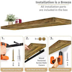 Lot de 3 étagères murales flottantes de 139,7 cm – pour salle de bain, décoration murale pour chambre à coucher, cuisine, salon, rangement de livres