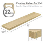 Lot de 2 étagères flottantes murales de 139,7 cm – pour salle de bain, décoration murale pour chambre, cuisine, salon, rangement de livres