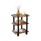 20"  2 Shelf Solid Wood and Metal End Table - : Industrial, Rustic Design