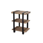 Table d'appoint 2 étagères en bois massif et métal de 20 pouces - Design industriel et rustique