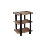 Table d'appoint 2 étagères en bois massif et métal de 20 pouces - Design industriel et rustique