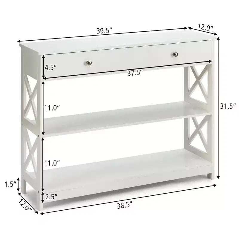 Console Table Tiroirs Étagères Table d'appoint Canapé Entrée Couloir Noir/Blanc