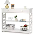 Console Table Tiroirs Étagères Table d'appoint Canapé Entrée Couloir Noir/Blanc