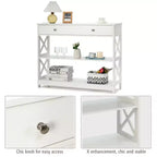 Console Table Tiroirs Étagères Table d'appoint Canapé Entrée Couloir Noir/Blanc
