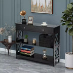 Console Table Tiroirs Étagères Table d'appoint Canapé Entrée Couloir Noir/Blanc