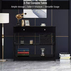 Console Table Tiroirs Étagères Table d'appoint Canapé Entrée Couloir Noir/Blanc
