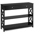  Console Table Drawer Shelves Sofa Accent Table Entryway Hallway Black/White