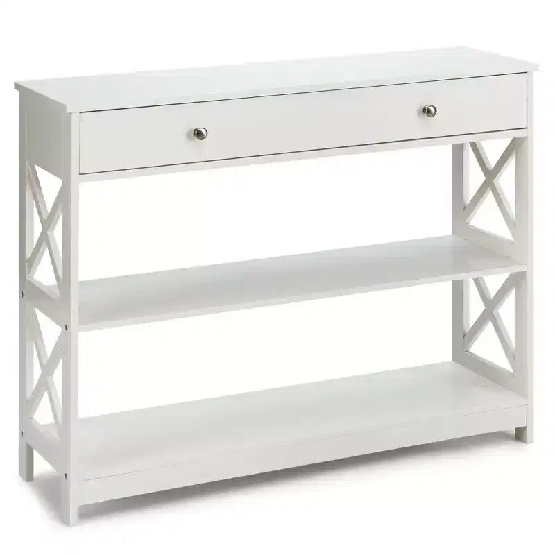 Console Table Tiroirs Étagères Table d'appoint Canapé Entrée Couloir Noir/Blanc