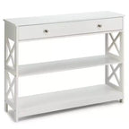 Console Table Tiroirs Étagères Table d'appoint Canapé Entrée Couloir Noir/Blanc
