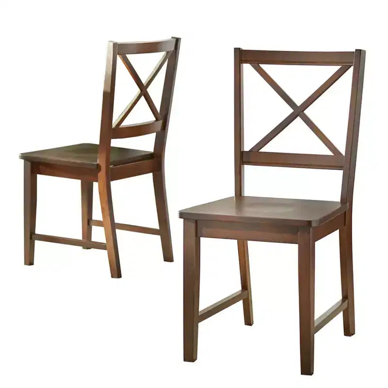 Chaise de salle à manger en bois massif avec dossier croisé