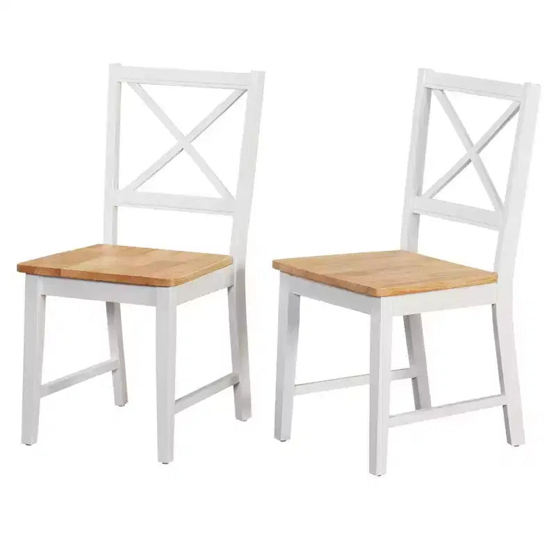 Chaise de salle à manger en bois massif avec dossier croisé
