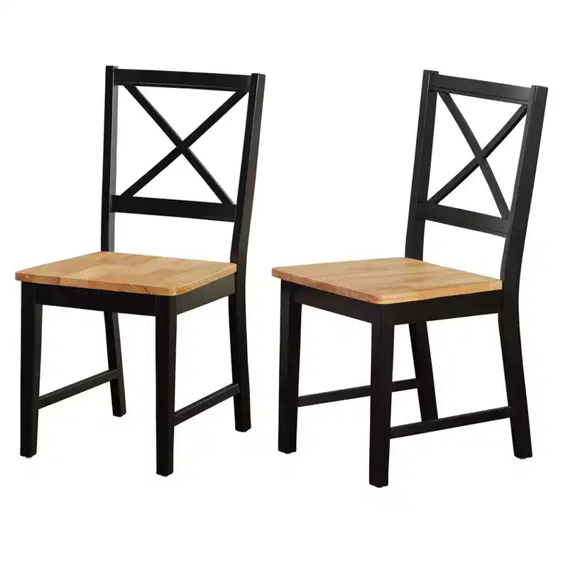 Chaise de salle à manger en bois massif avec dossier croisé