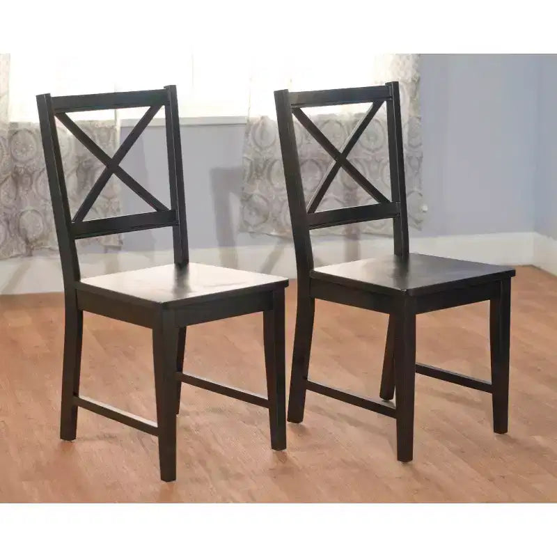 Chaise de salle à manger en bois massif avec dossier croisé