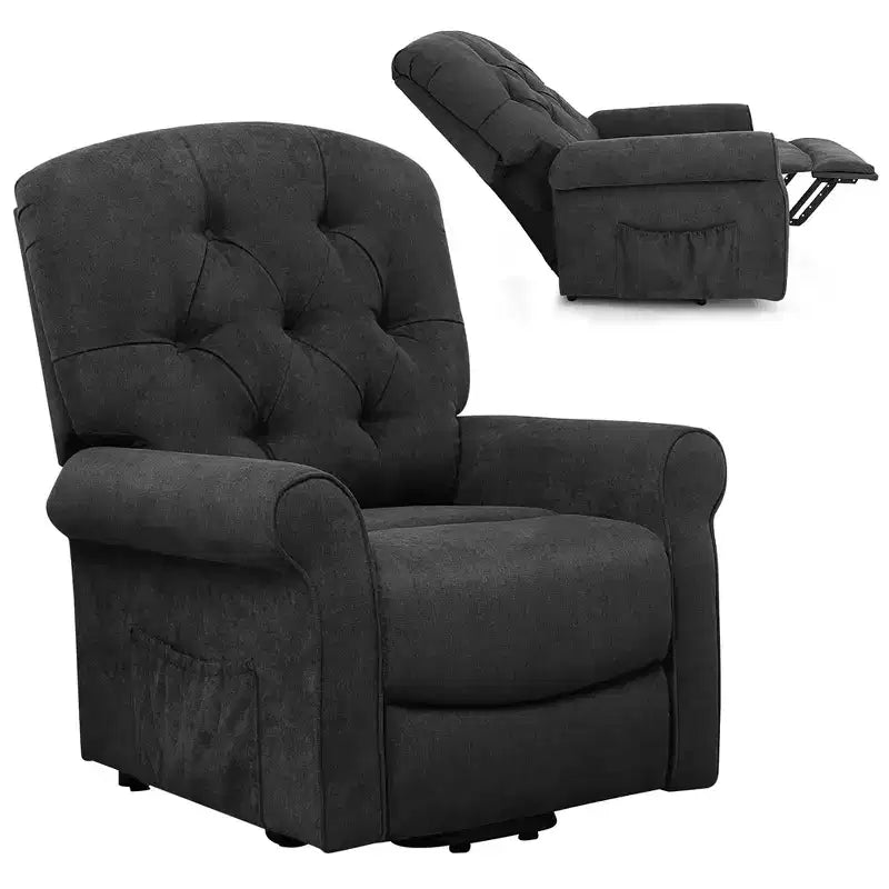 Fauteuil inclinable électrique pour personnes âgées avec pochette latérale et télécommande Noir/Marron