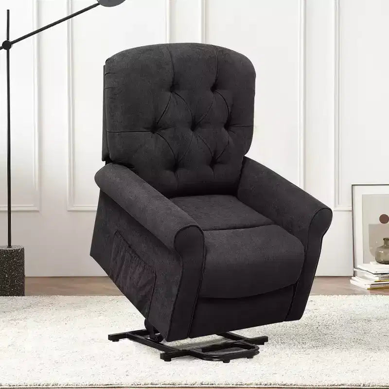 Fauteuil inclinable électrique pour personnes âgées avec pochette latérale et télécommande Noir/Marron