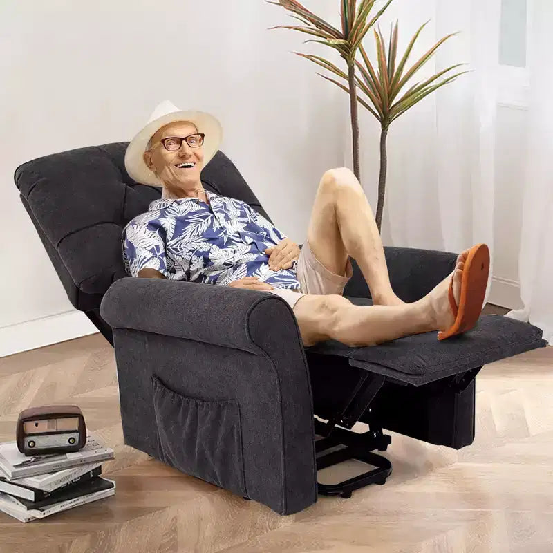 Fauteuil inclinable électrique pour personnes âgées avec pochette latérale et télécommande Noir/Marron