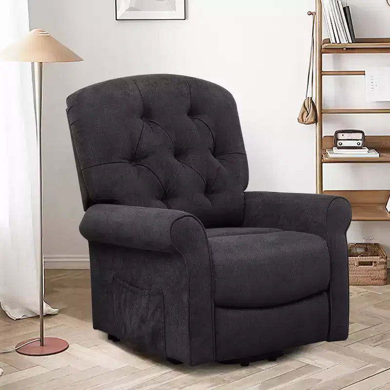 Fauteuil inclinable électrique pour personnes âgées avec pochette latérale et télécommande Noir/Marron